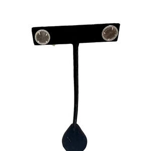 Round Druzy Pave CZ Sterling Silver Stud Earrings